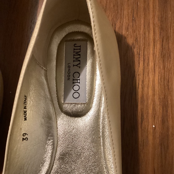 Jimmy Choo Nude Patent Leather Glitter Cap Toe Whirl Flats - Picture 7 of 10